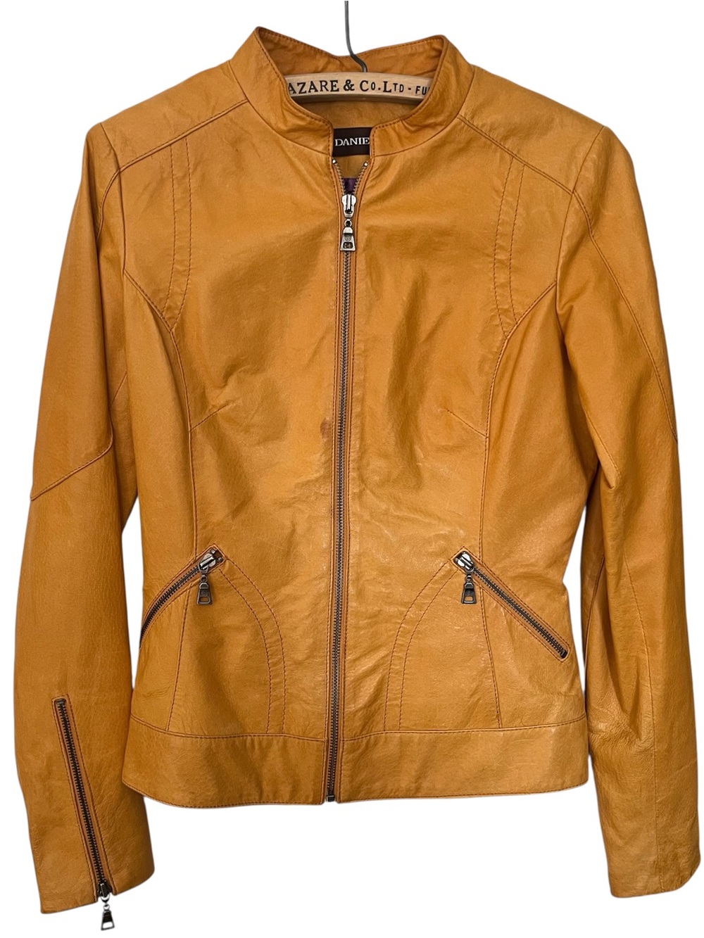 DANIER Orange Tan Leather Zip-Front Women's Jacket
